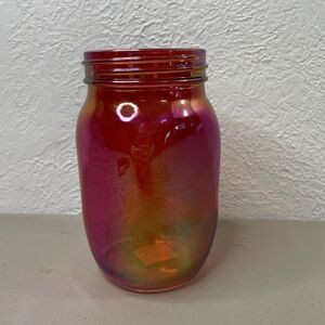 Burton & Burton Iridescent Decorative Pink Glass Jar 6.5" Tall